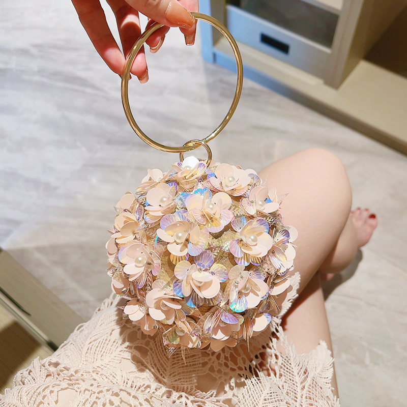 Mini Bag Evening Clutch - 미니 스팽글 꽃 이브닝 백, 우아한