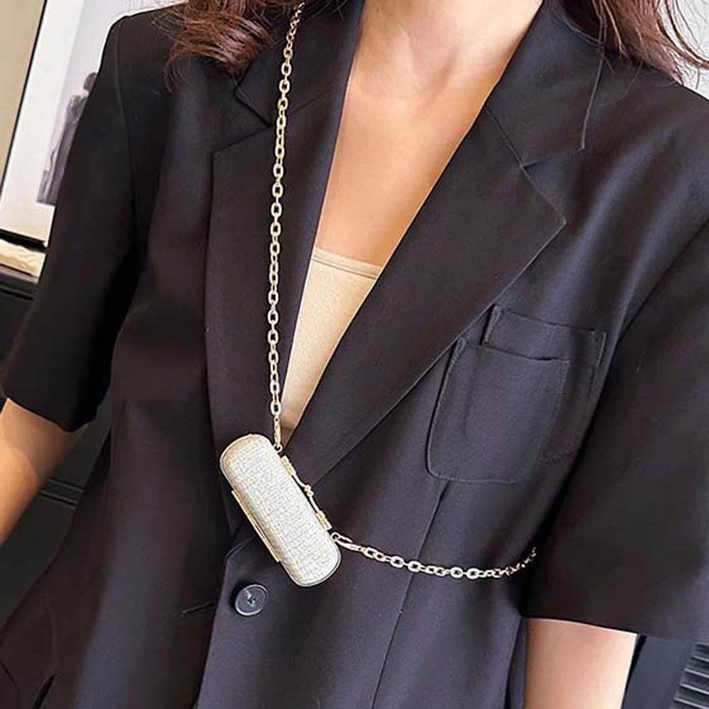 Mini Bag Evening Clutch - 글리터 핸드백 라인스톤 체인 립스틱 가방