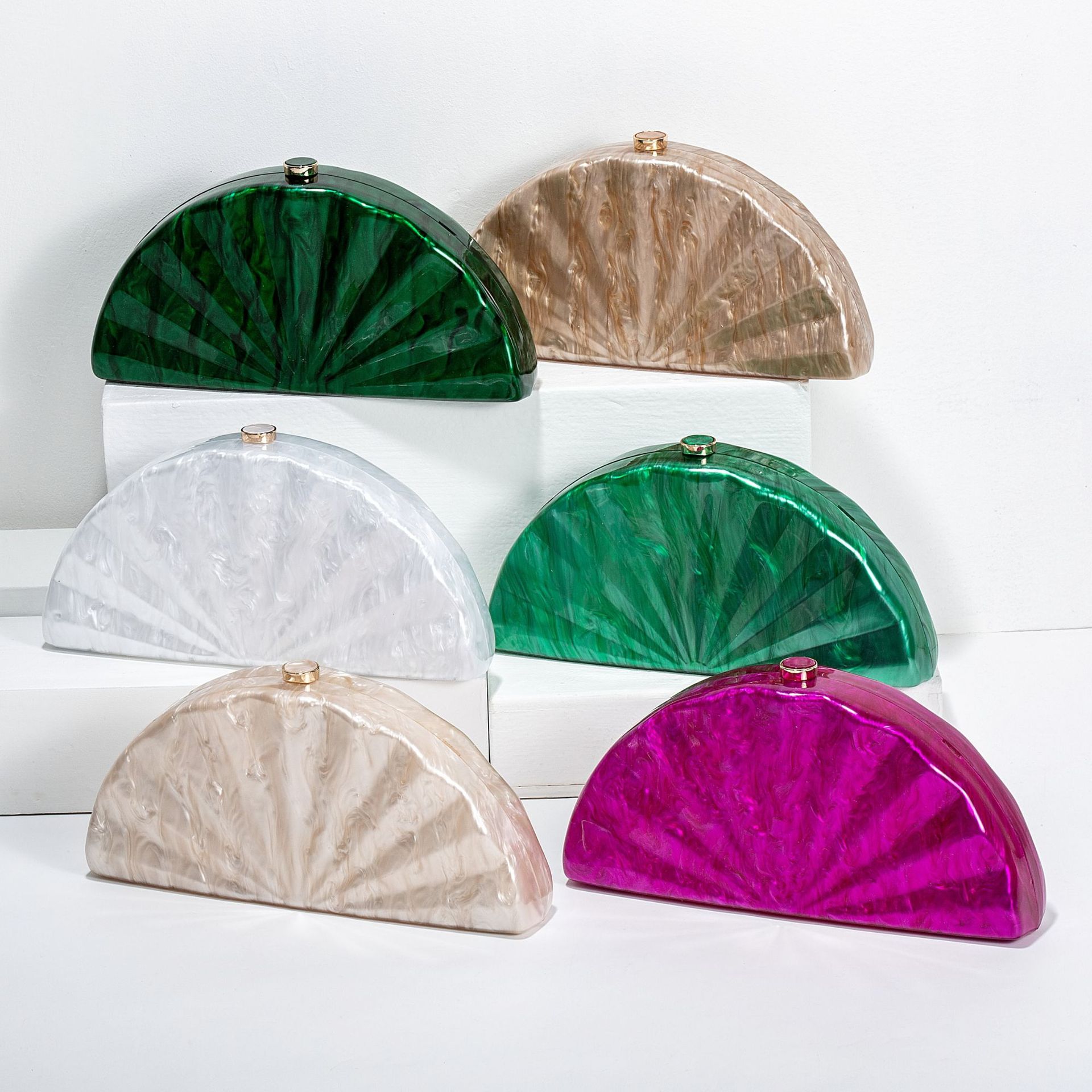 Mini Bag Evening Clutch - 여성용 반달 원형 배럴 모양 아크릴