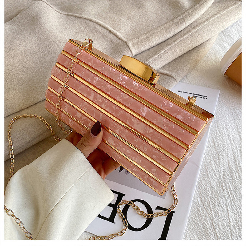 Mini Bag Evening Clutch - 럭셔리 디자이너 아크릴 스퀘어 백, 체인