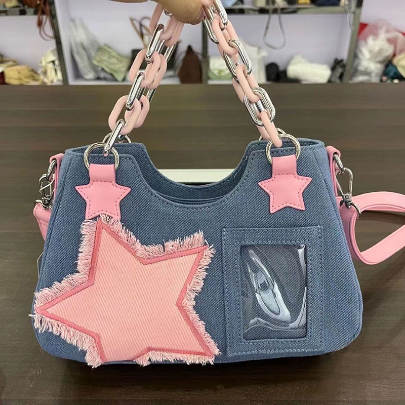 Luxury Bags Denim - 데님 여성 겨드랑이 가방 대용량 디자이너
