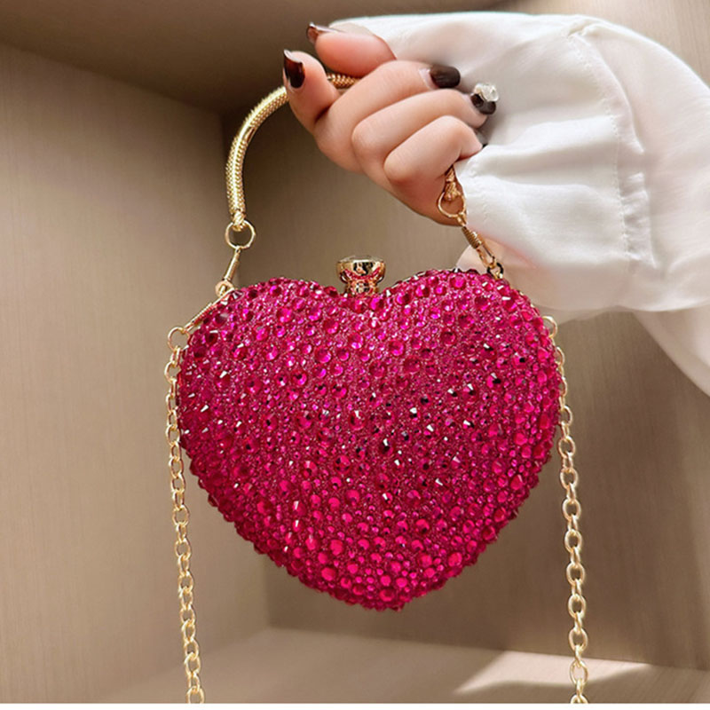 새로운 럭셔리 라인스톤 하트 크리스탈 클러치 백, 다이 - Mini Bag Evening Clutch 리뷰 및 가격