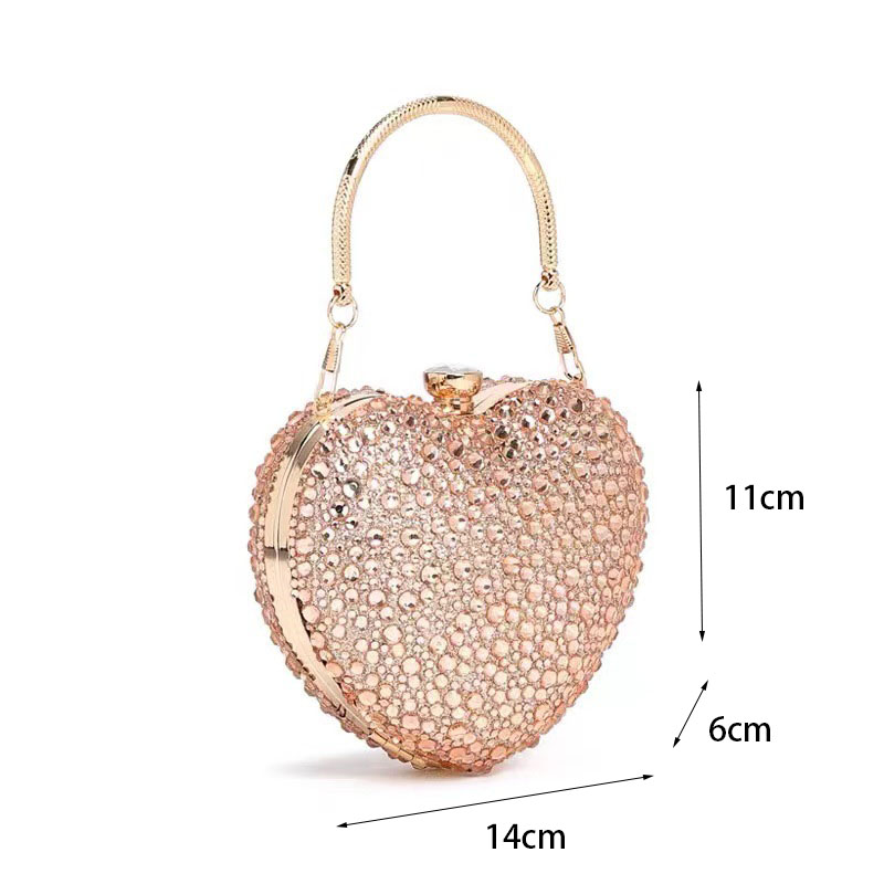 새로운 럭셔리 라인스톤 하트 크리스탈 클러치 백, 다이 - Mini Bag Evening Clutch 리뷰 및 가격