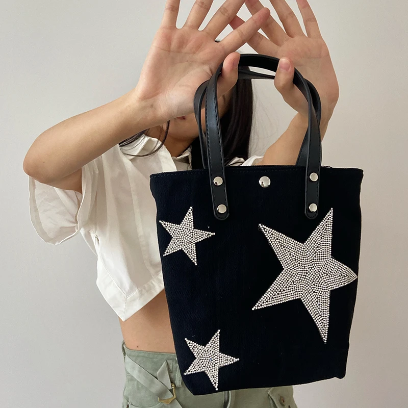 패션 데님 여성 핸드백 럭셔리 다이아몬드 스타 패턴 크 - Luxury Bags Denim 리뷰 및 가격
