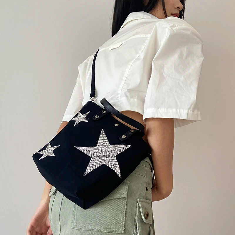 패션 데님 여성 핸드백 럭셔리 다이아몬드 스타 패턴 크 - Luxury Bags Denim 리뷰 및 가격