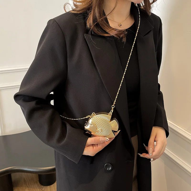 귀여운 작은 물고기 모양 금속 미니 숄더 크로스바디 백 - Mini Bag Evening Clutch 리뷰 및 가격