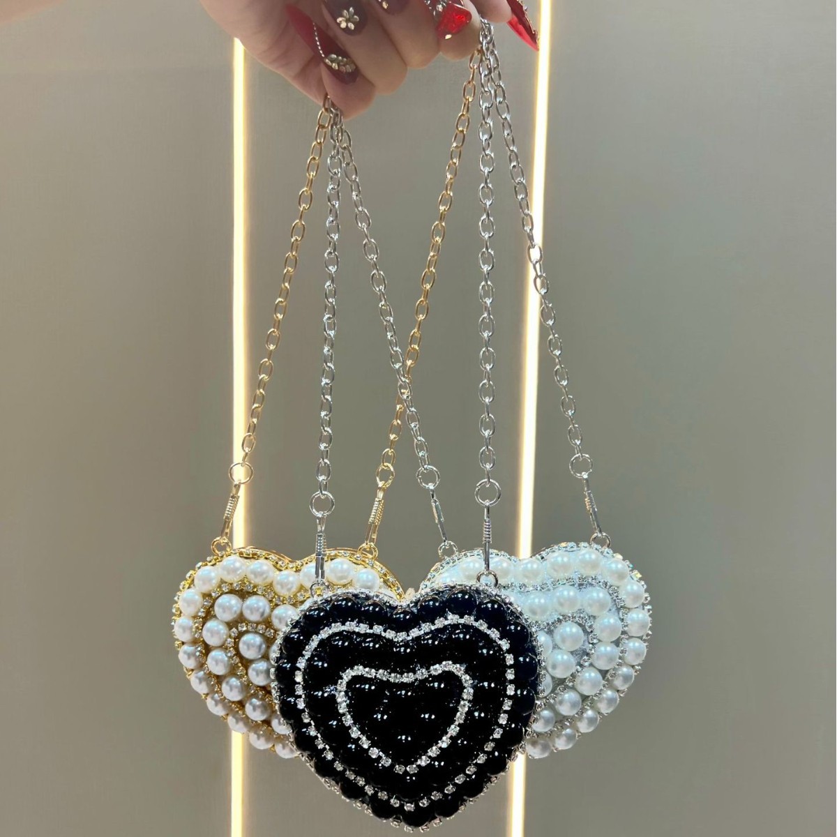럭셔리 라인스톤 크리스탈 클러치 퍼스 하트 모양 미니  - Mini Bag Evening Clutch 리뷰 및 가격
